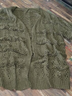 Olive Knit Open-Front Women’s Sweater Cardigan